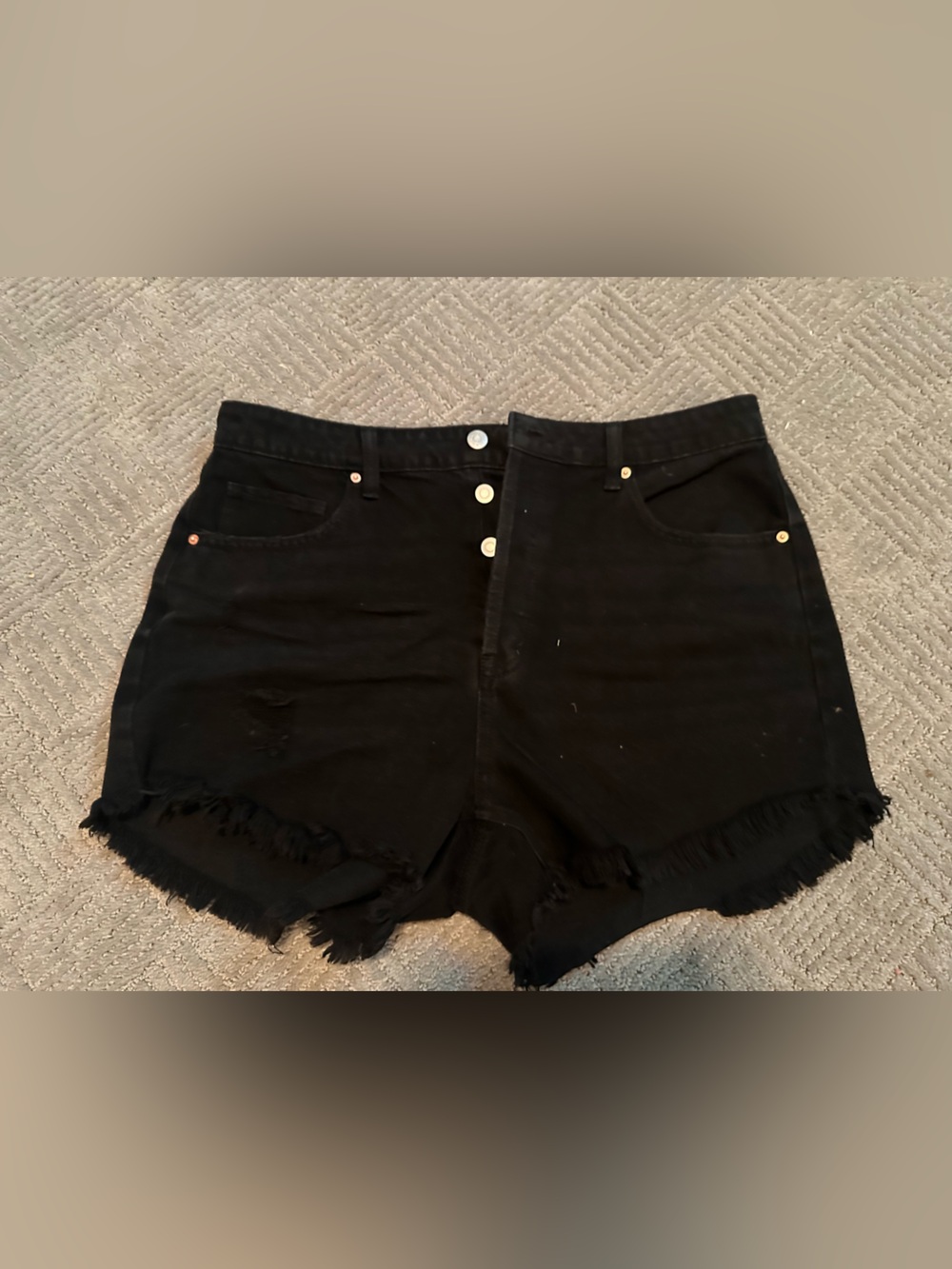 Wild Fable High-Waist Black Frayed Hem Denim Shorts